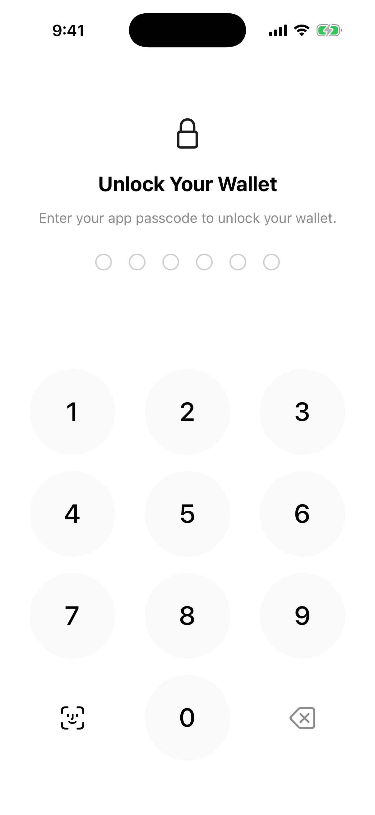 Oath’s app-passcode fallback after Face ID Real Oath Unlock Your Wallet passcode screen after Face ID fallback